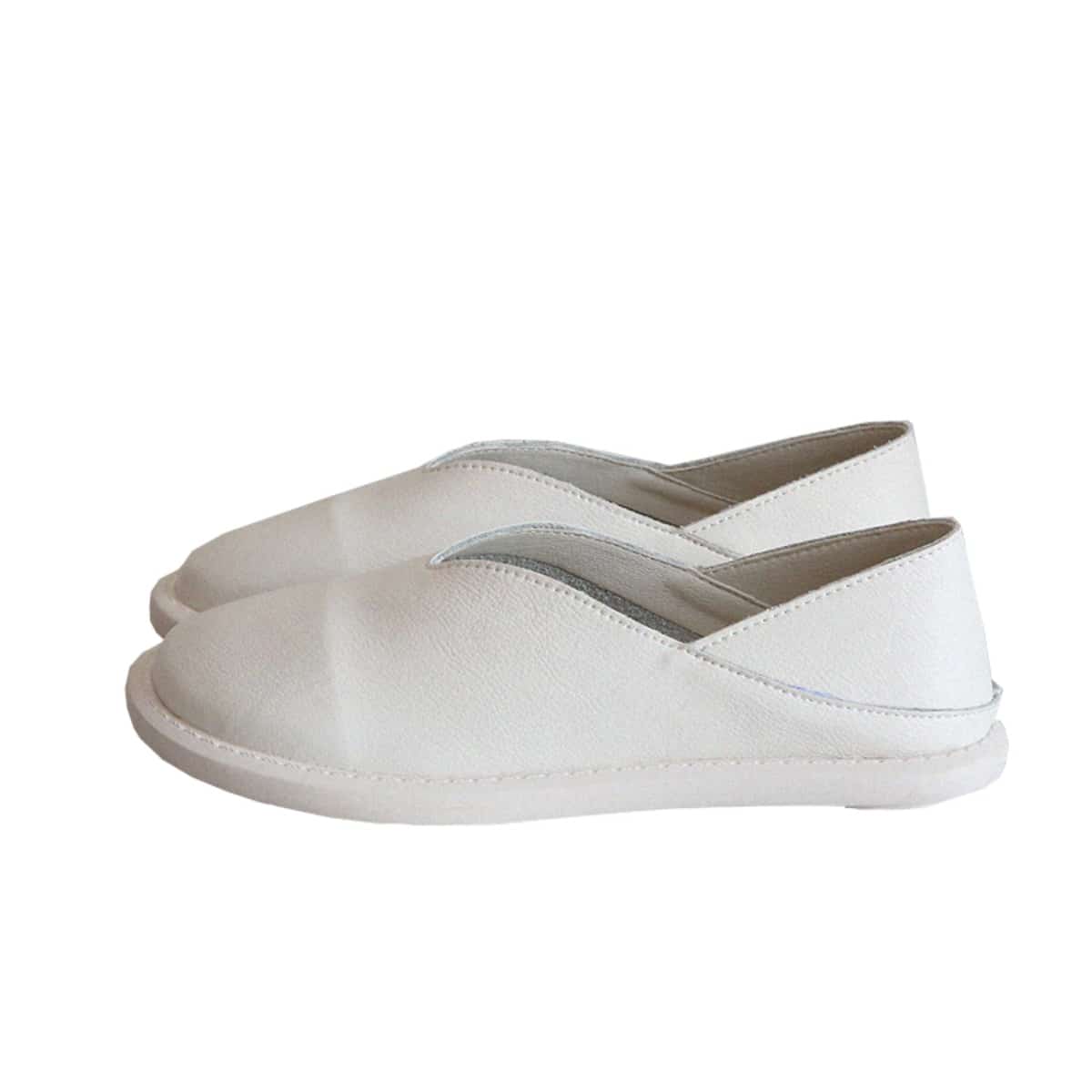 Leather round head flats, comfortable soft soles in summer, versatile little white shoes, single shoes for women