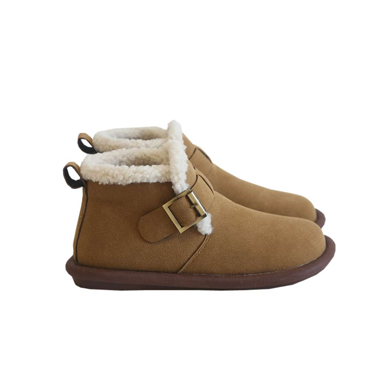 Imitation lamb wool round head flat-bottomed short boots winter low-heeled comfortable snow boots