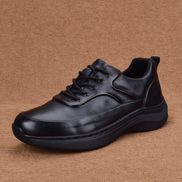 Sneakers Men's leather casual leather shoes Solid thick-soled wear-resistant first-layer cowhide lightweight running shoes