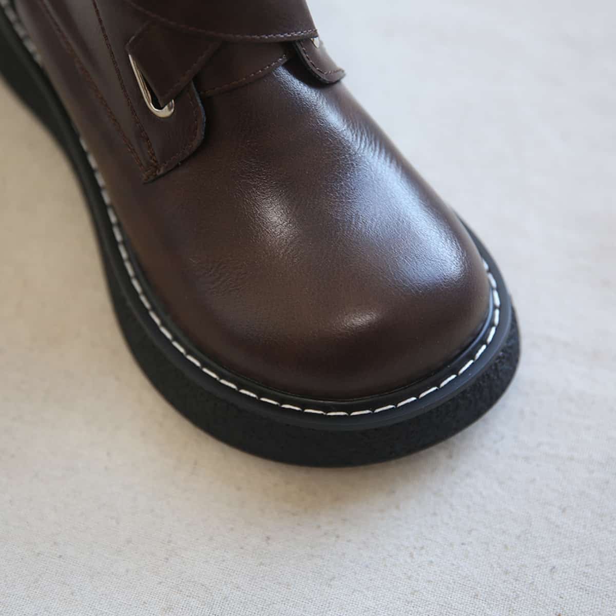 Round head platform big head shoes autumn and winter velvet cross strap fashion short boots Martin boots women