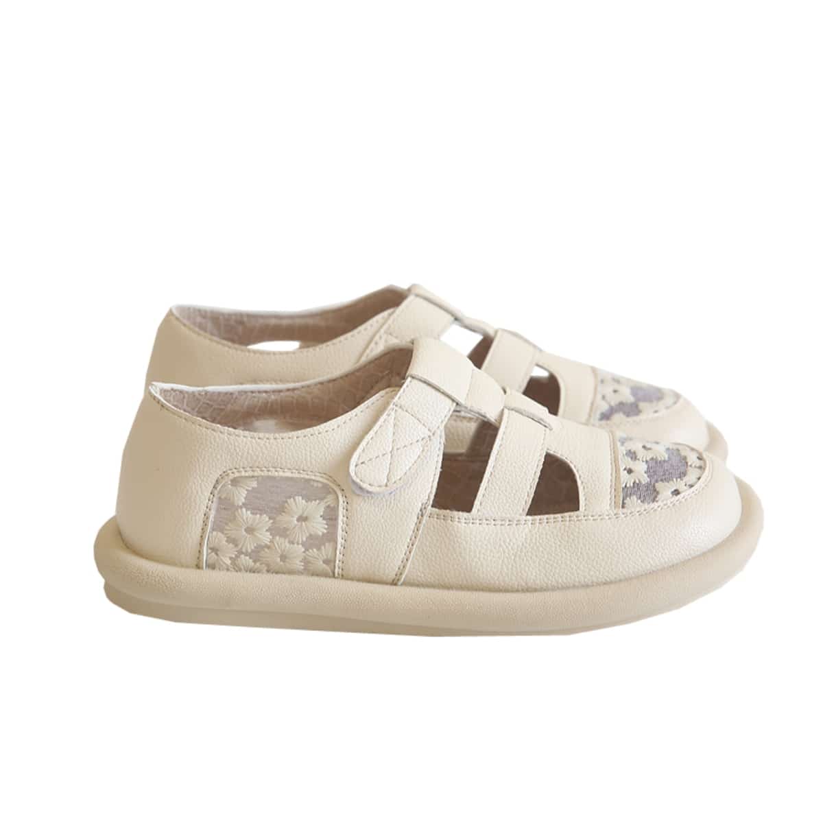 Hollow mesh yarn bag head flats summer cotton and linen soft sole low heel Roman sandals