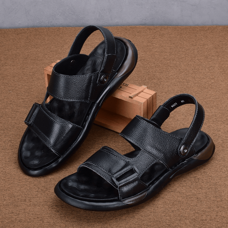Leather sandals men's summer new men's beach shoes breathable cowhide soft-soled non-slip slippers men's outdoor shoes