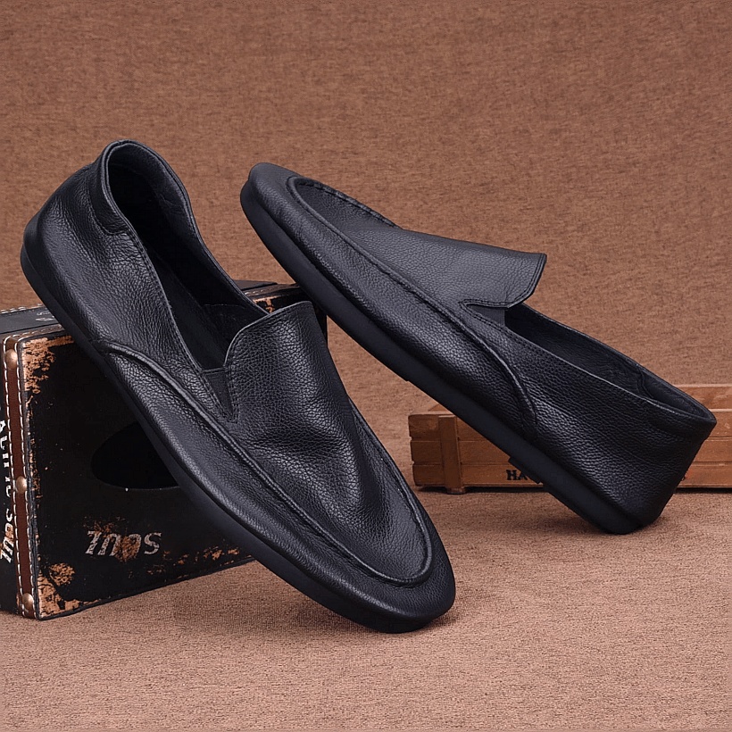 Soft leather Doudou shoes men's leather casual single-layer leather shoes breathable one-pedal men's shoes trendy versatile soft-soled driving sh