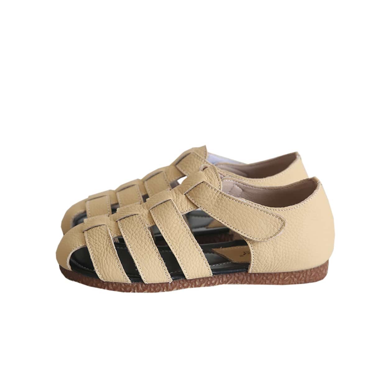 Leather hollowed-out bag head flats summer comfortable soft-soled Roman sandals