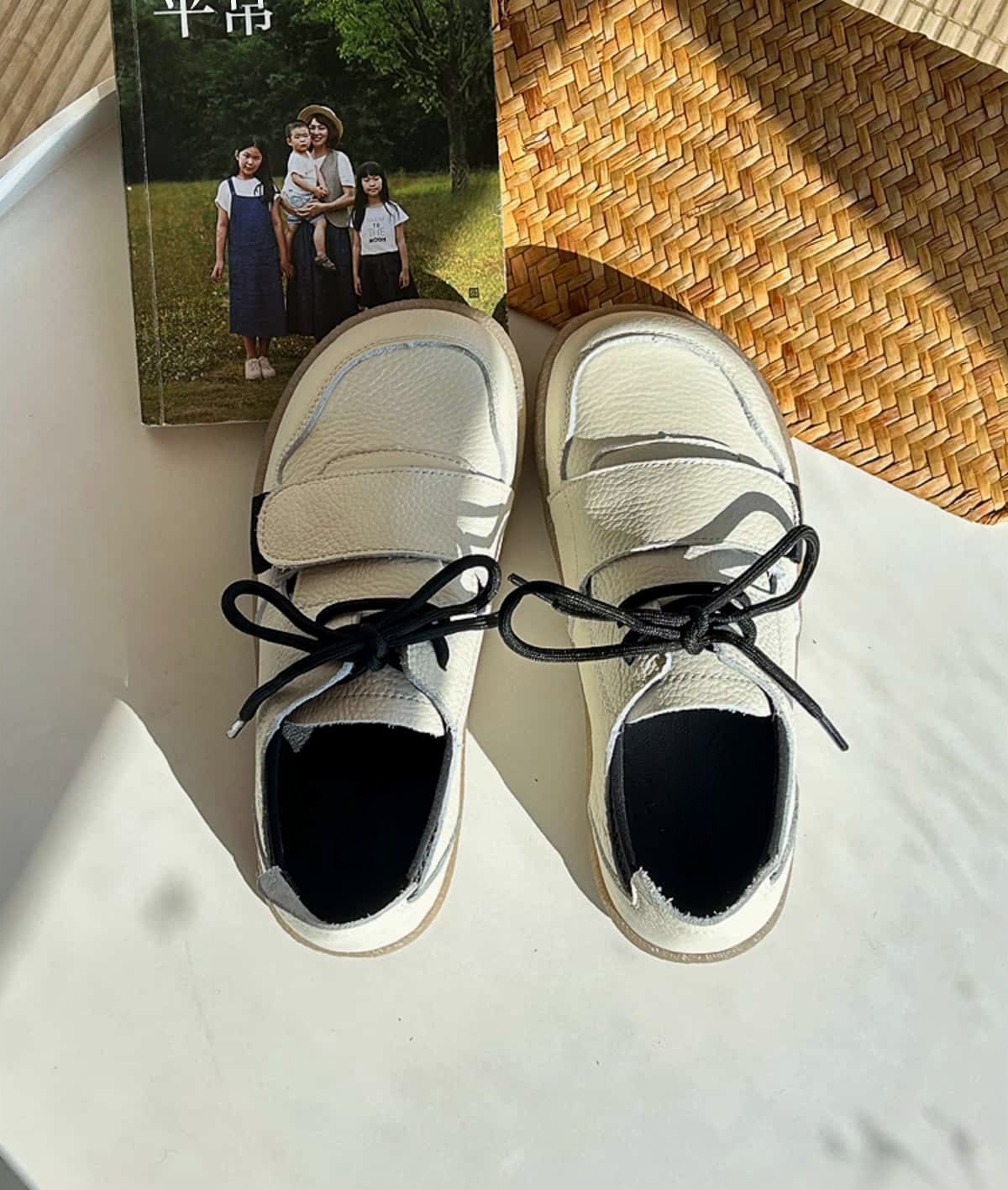 Leather round head lace-up little white shoes spring new soft-soled versatile shoes single shoes