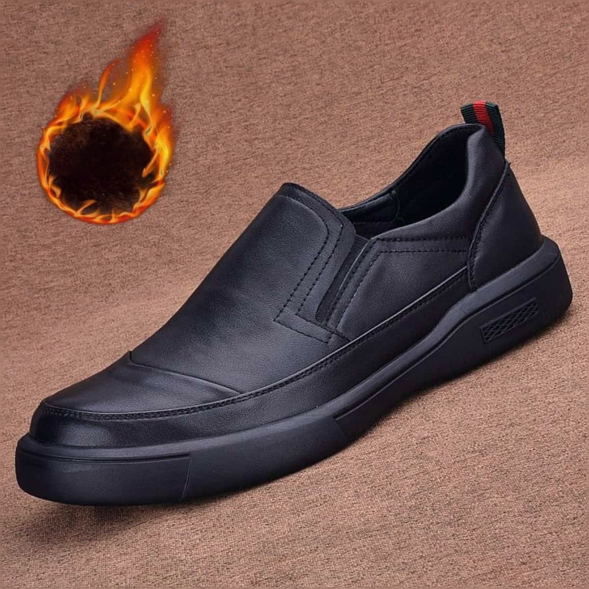 Leather first layer cowhide business casual foot cover thick sole soft sole wear-resistant round head wide feet men's leather shoes