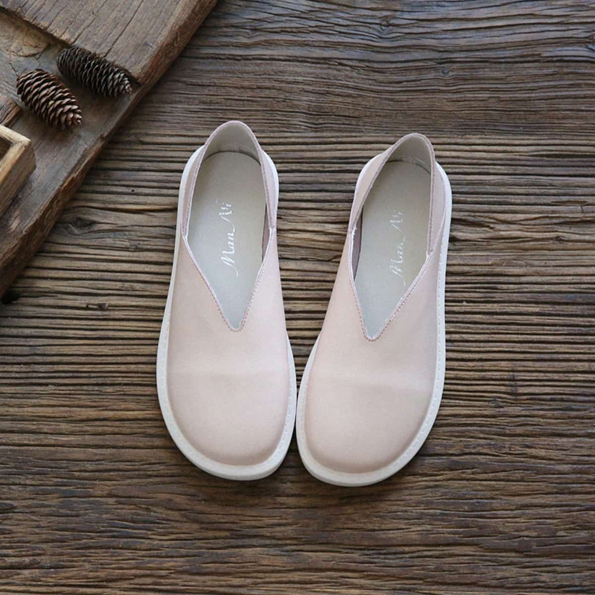 Leather round head flats, comfortable soft soles in summer, versatile little white shoes, single shoes for women