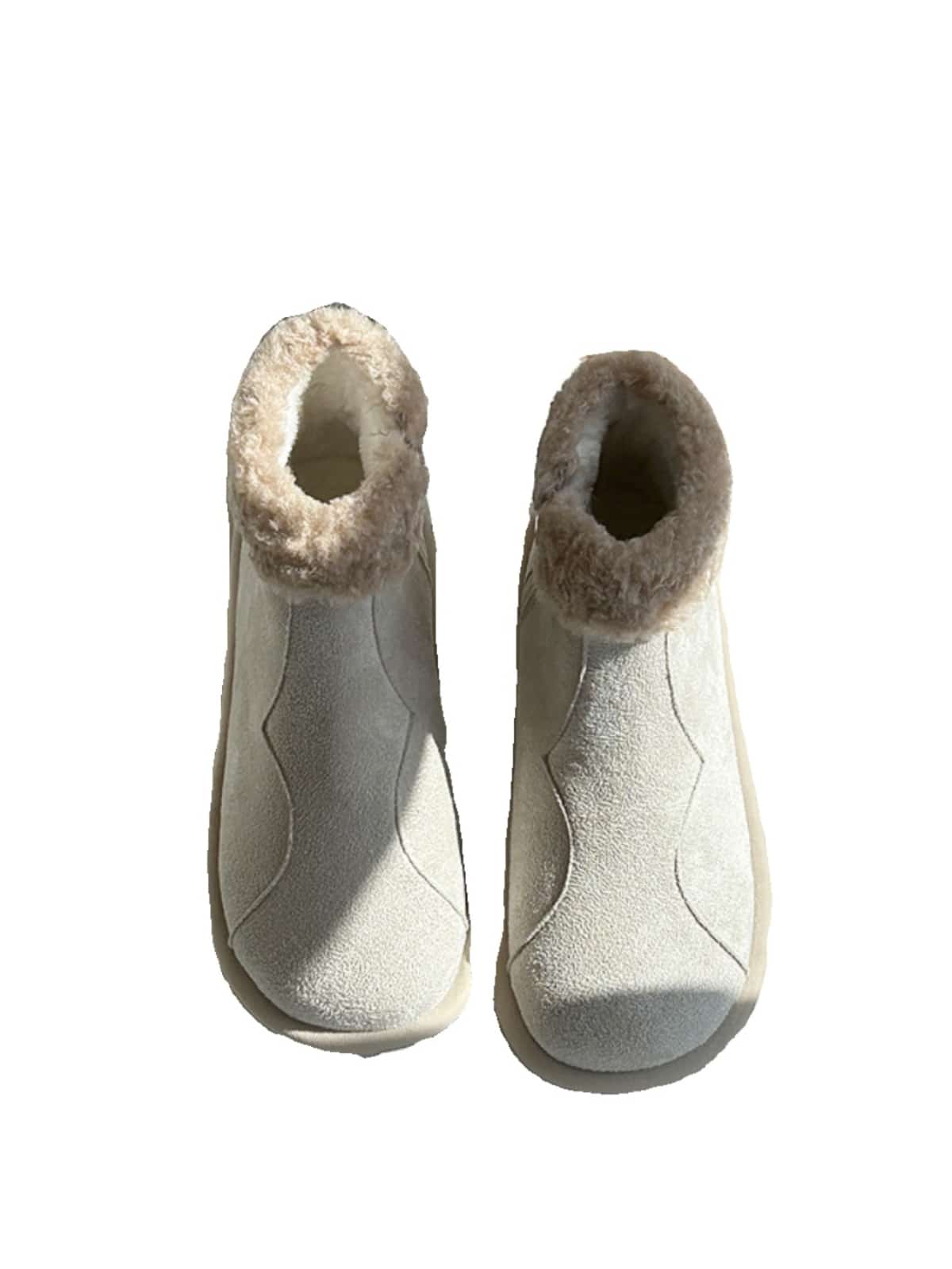 Suede round head flat bottom short boots winter cute plush warm snow boots
