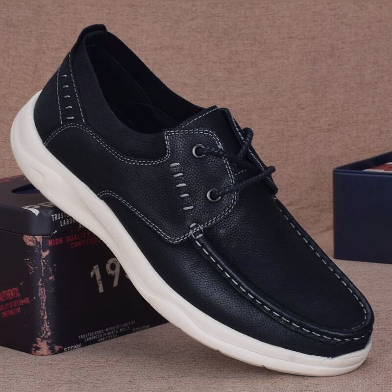 Men's leather shoes breathable soft sole shock absorption outdoor casual shoes trendy and comfortable first layer cowhide
