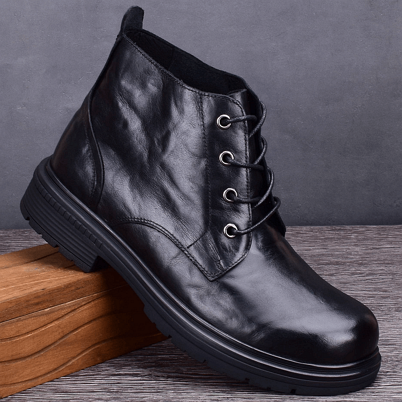 Martin boots men's genuine leather autumn and winter British mid-help tooling boots non-slip outdoor leather shoes loose big-headed leather boots