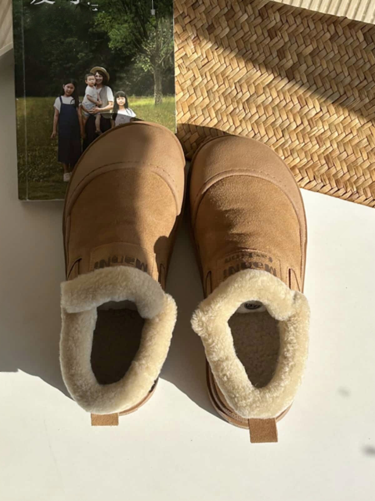 Imitation lamb wool round head thick-soled short boots winter leather warm snow boots