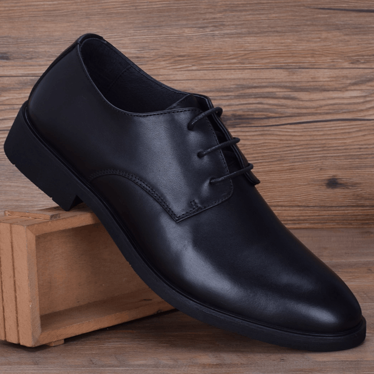 Men's shoes leather lace-up business dress first layer cowhide shoes breathable soft sole work leather shoes men