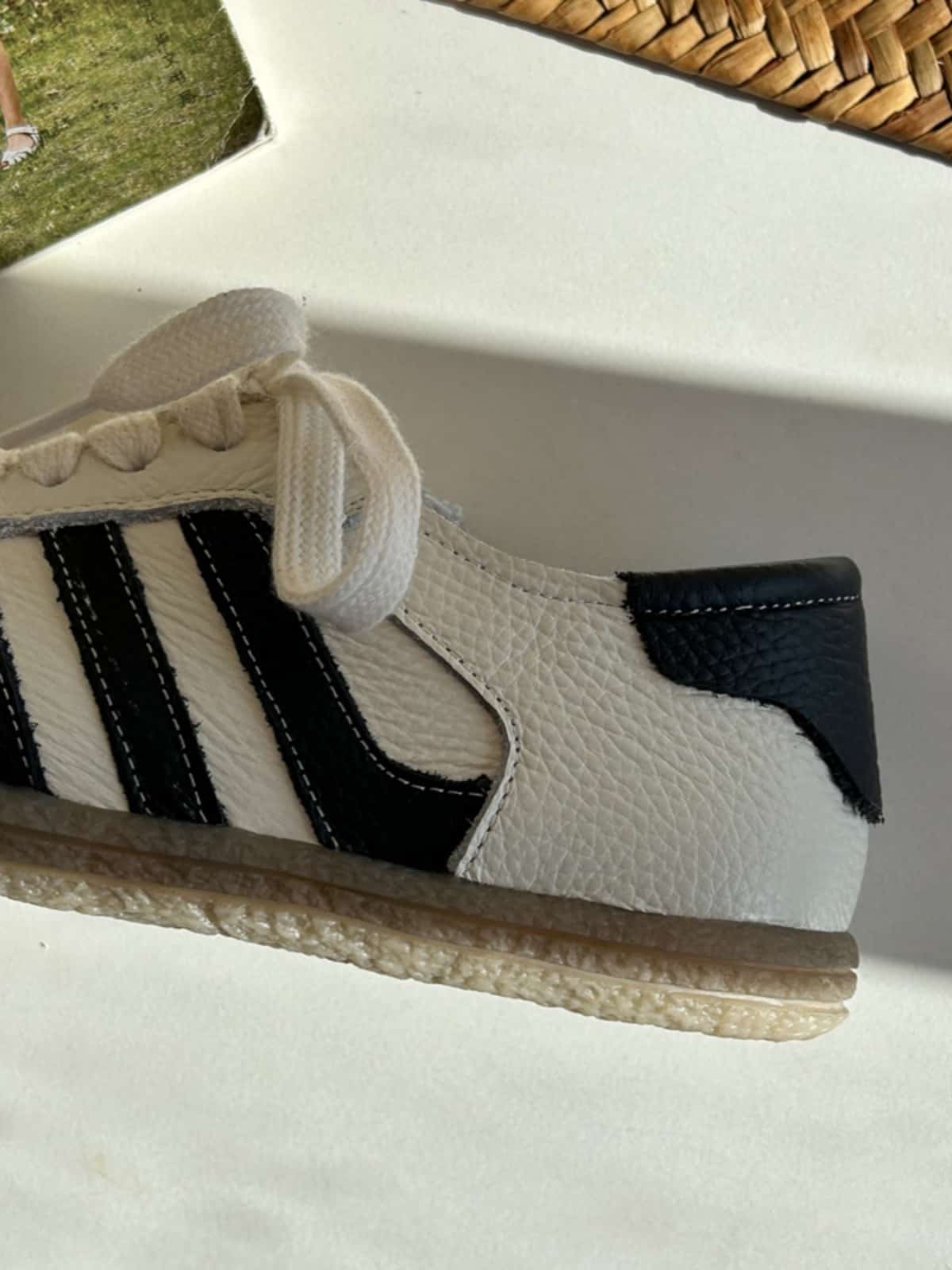 Leather round head lace-up shoes soft sole versatile German training shoes little white shoes