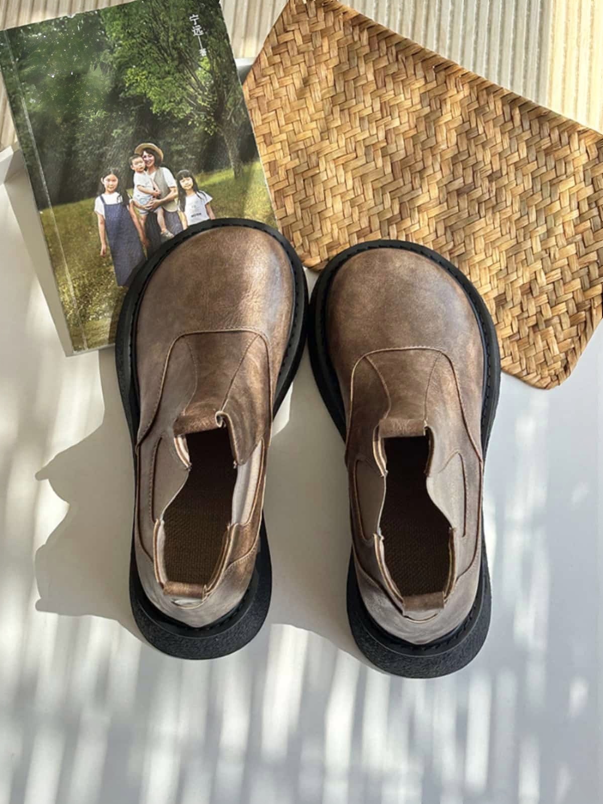 Round head thick sole big head Martin boots new middle heel fashion short boots women