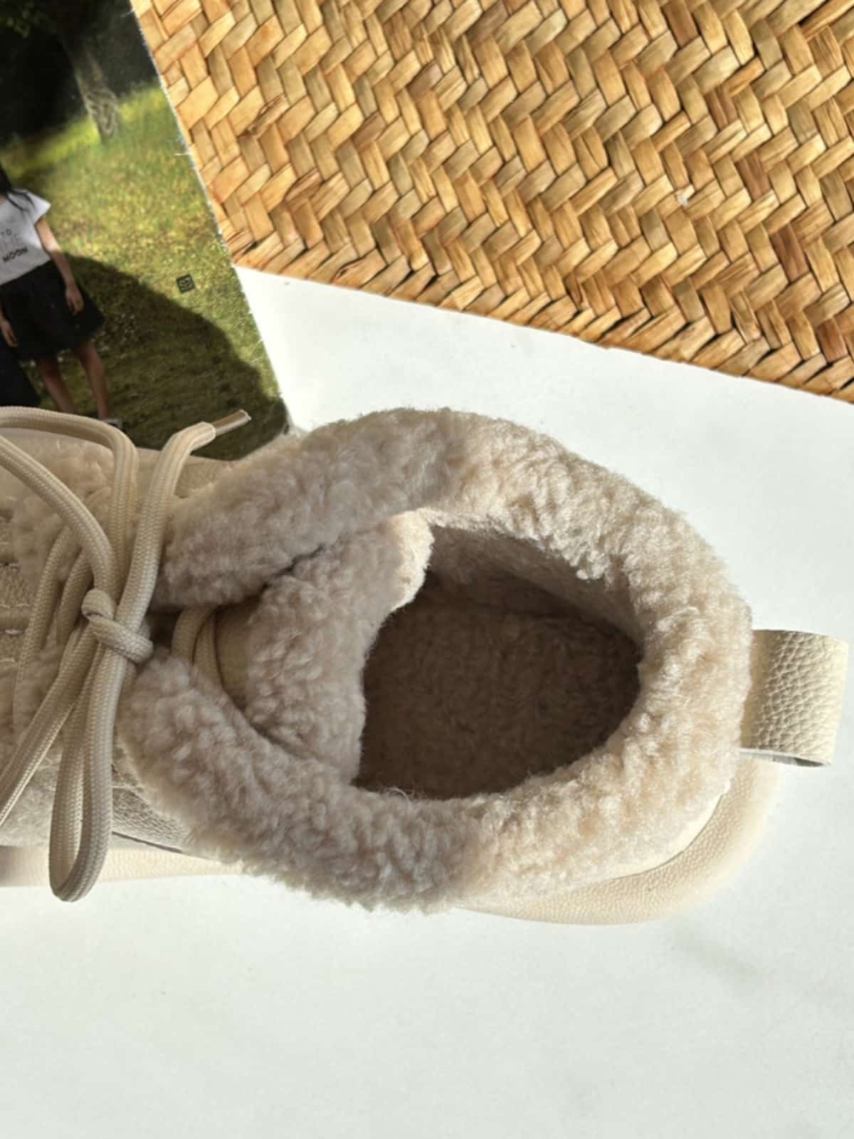 Imitation lamb wool round head lace-up short boots winter soft and cute beige warm flat-bottomed snow boots