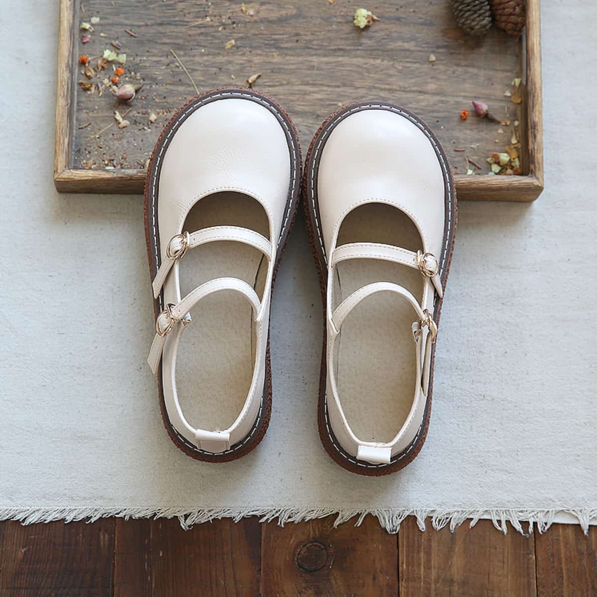 Round head platform big head shoes college style versatile word belt Mary Jane shoes sandals women spring and summer