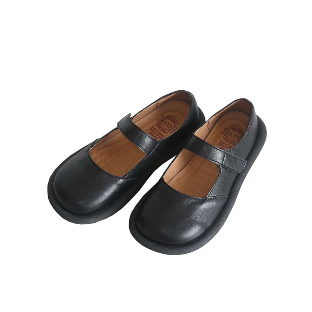 Leather round head shallow mouth flat shoes college comfortable soft sole small leather shoes single shoes women