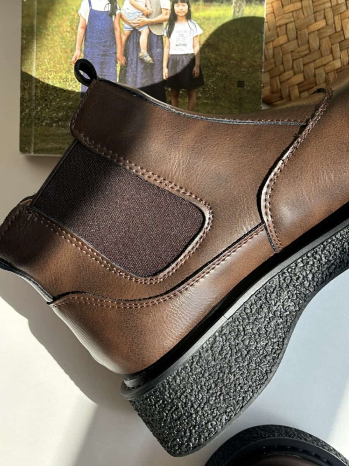 Round head platform big head shoes autumn and winter velvet black medium heel  boots short boots