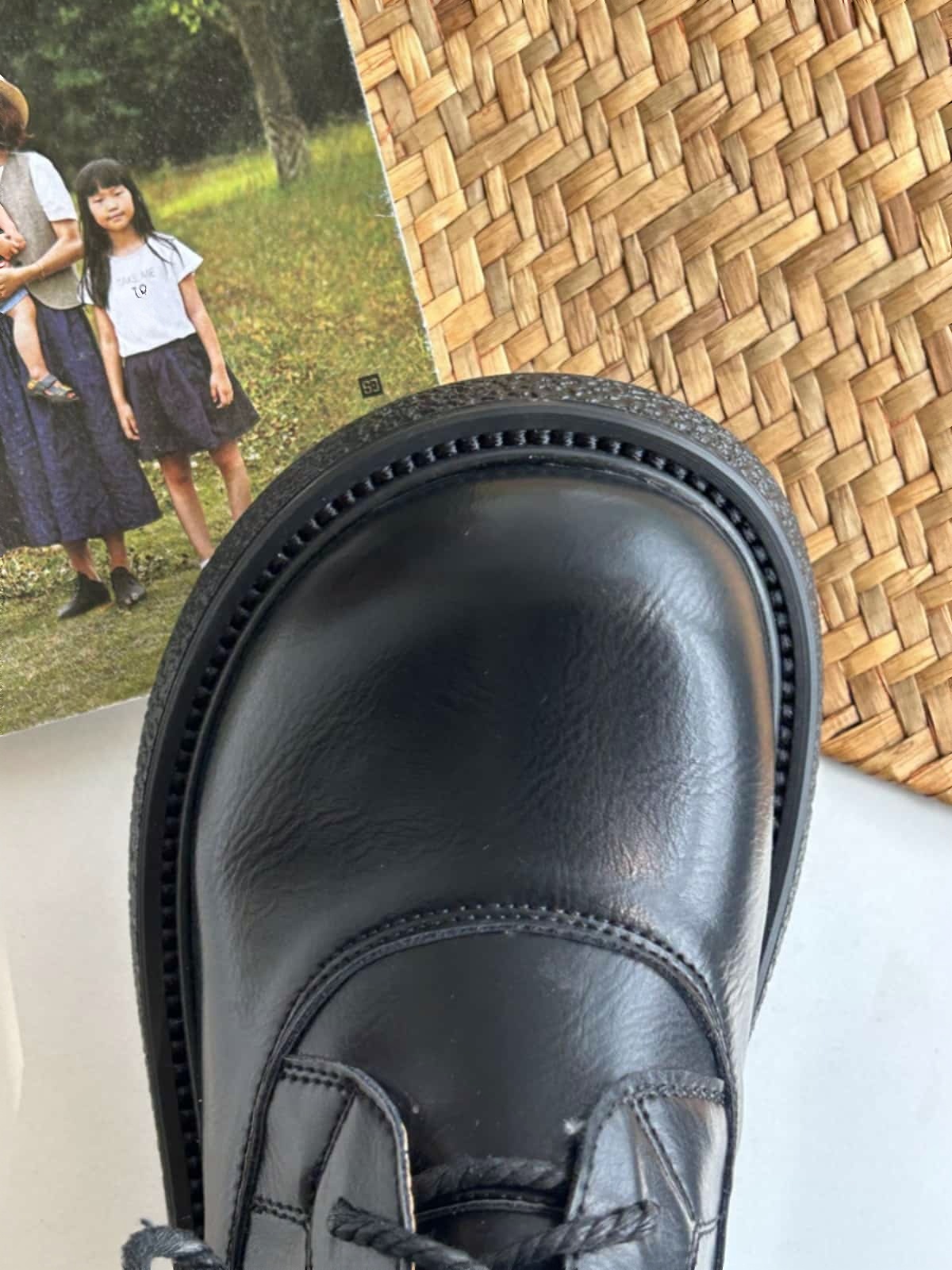 Round head lace-up platform big head shoes short boots autumn black Martin boots small leather shoes women