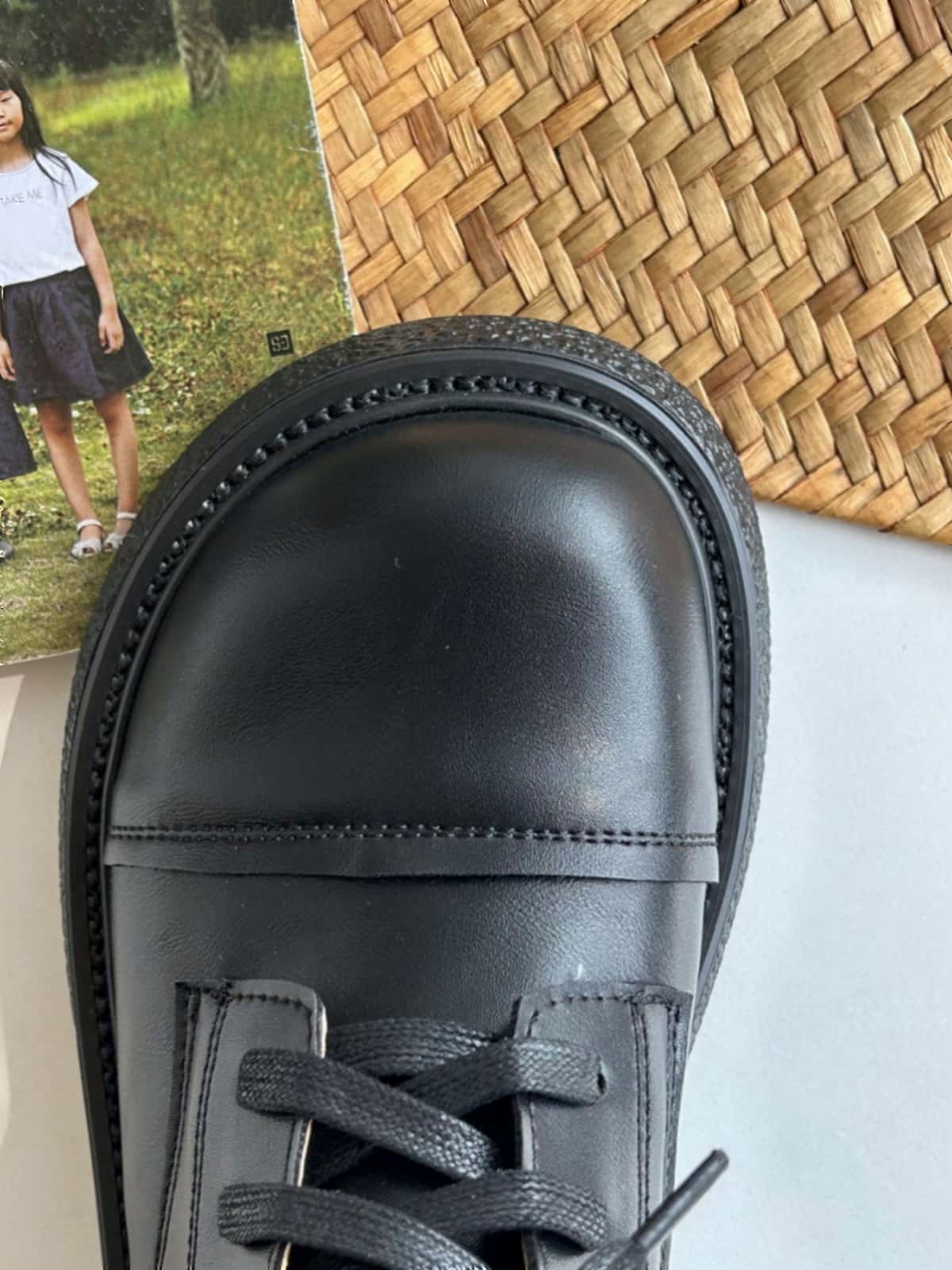 Round head lace-up thick-soled Martin boots autumn side zipper black versatile locomotive boots short boots women