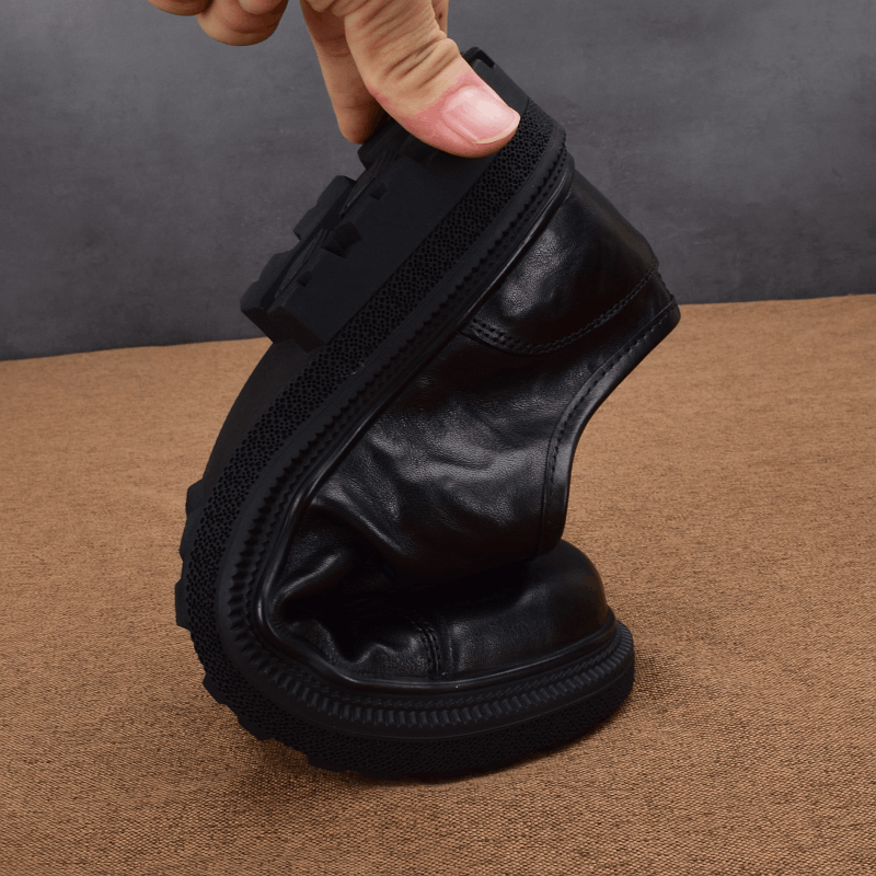 Casual single-layer leather shoes men's leather trend versatile round head platform zipper soft leather business youth single shoes men