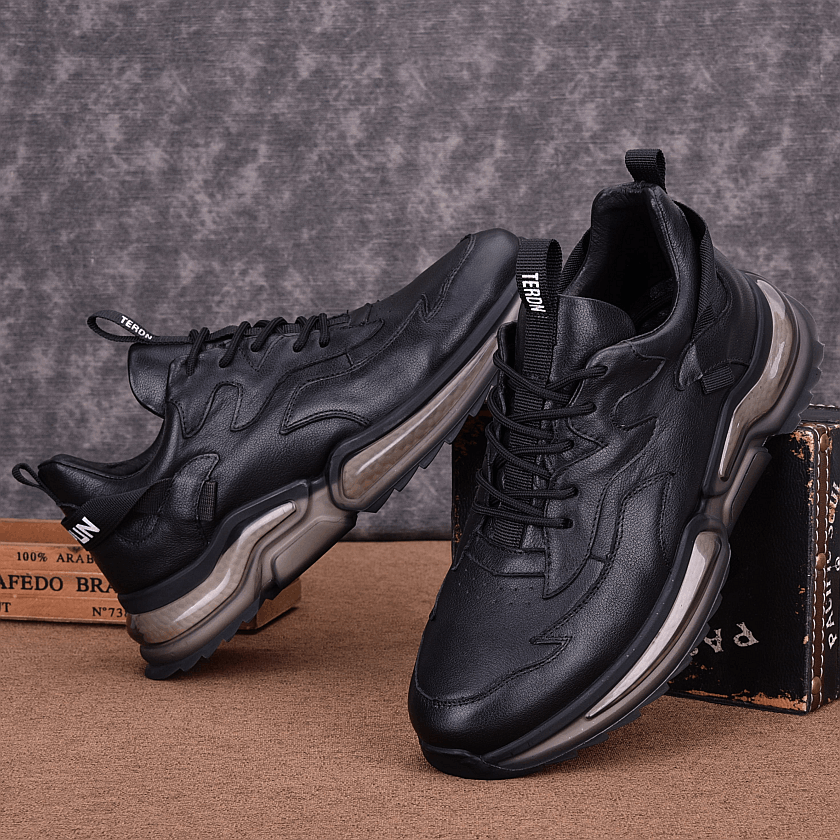 Genuine leather fashion young men's sports shoes full cowhide leather shoes men's wear-resistant soft-soled air cushion casual shoes