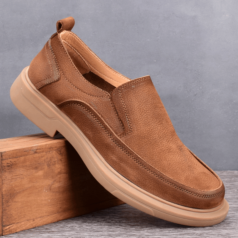 Men's leather shoes leather soft sole non-slip thick sole shock absorption casual one-pedal men's shoes driving lazy shoes