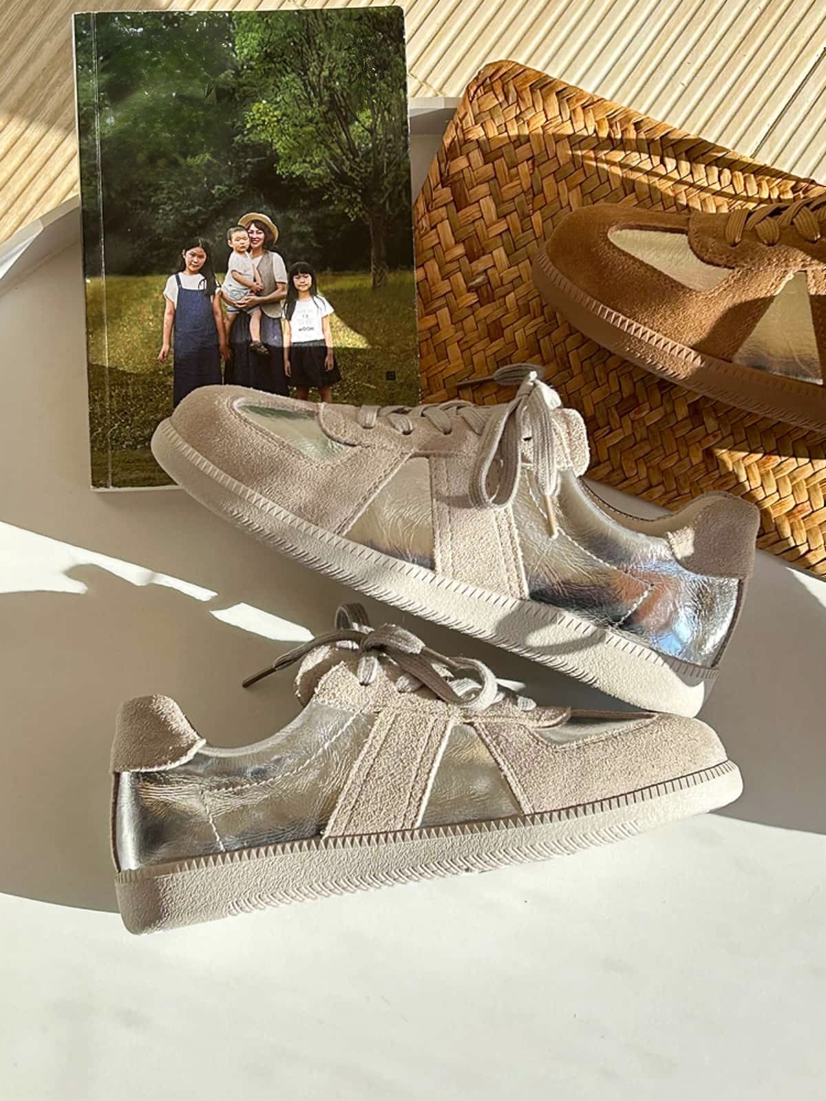 Forrest Gump shoes women's new leather round head lace-up breathable versatile lightweight sports shoes board shoes