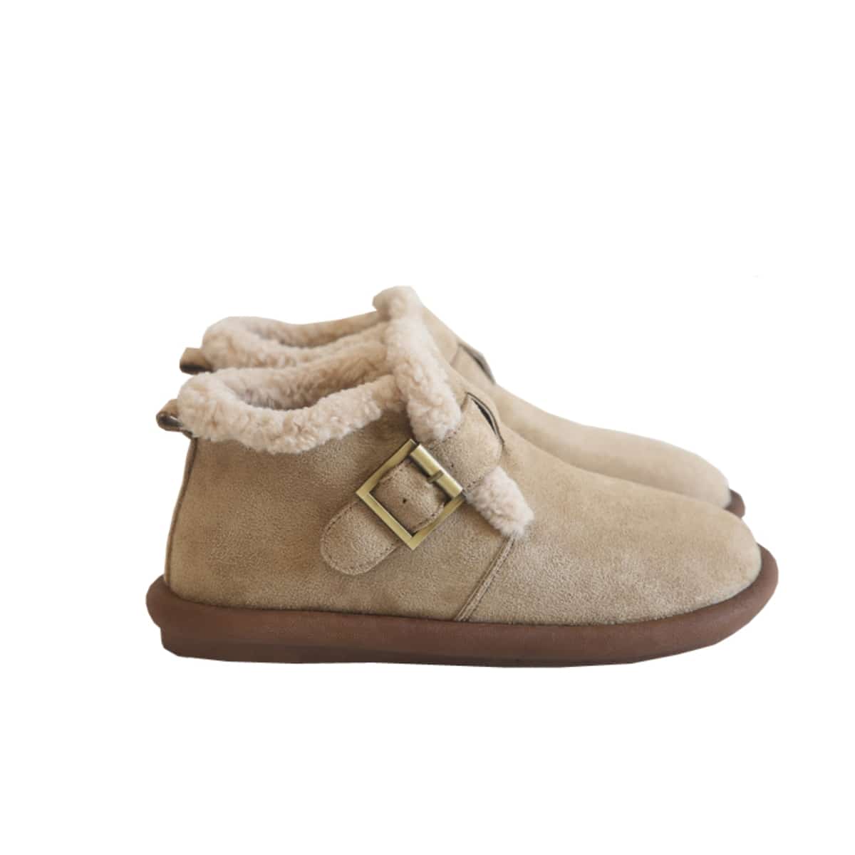 Round head flat bottom short boots winter new imitation lamb wool comfortable snow boots