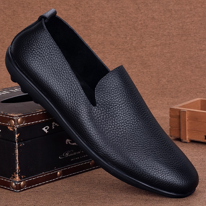 Casual leather shoes men's genuine leather youth foot cover soft-soled driving shoes men's single-layer cowhide lightweight Korean version Doudou