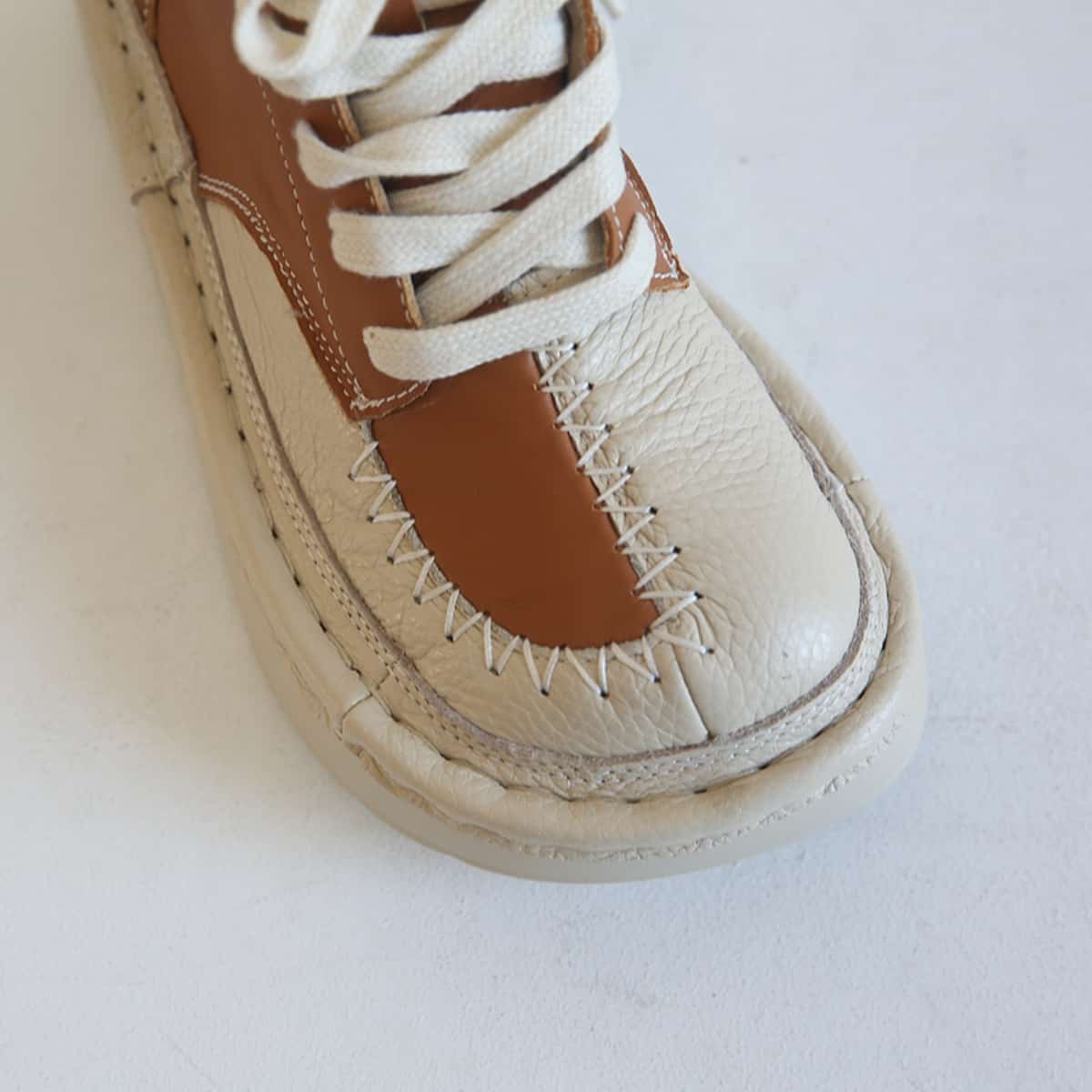 Leather color matching round head lace-up platform big head shoes personalized short boots women