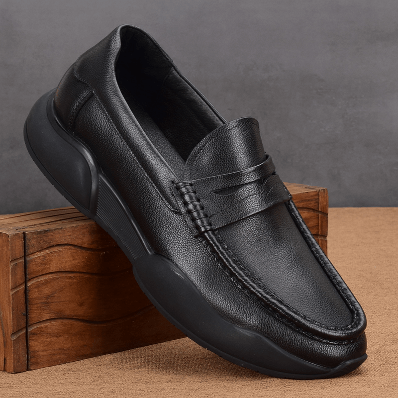 Breathable spring men's casual leather shoes genuine leather first layer cowhide shock absorption one-pedal loafers