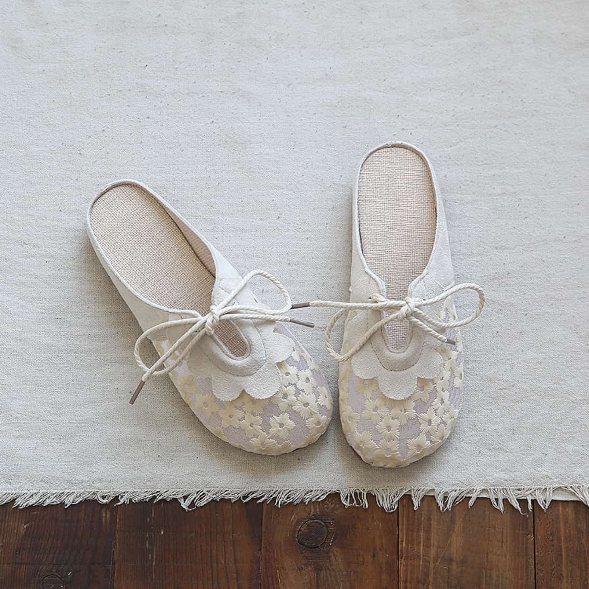 Mesh daisy bag head flat shoes small fresh cotton and linen comfortable cool slippers women