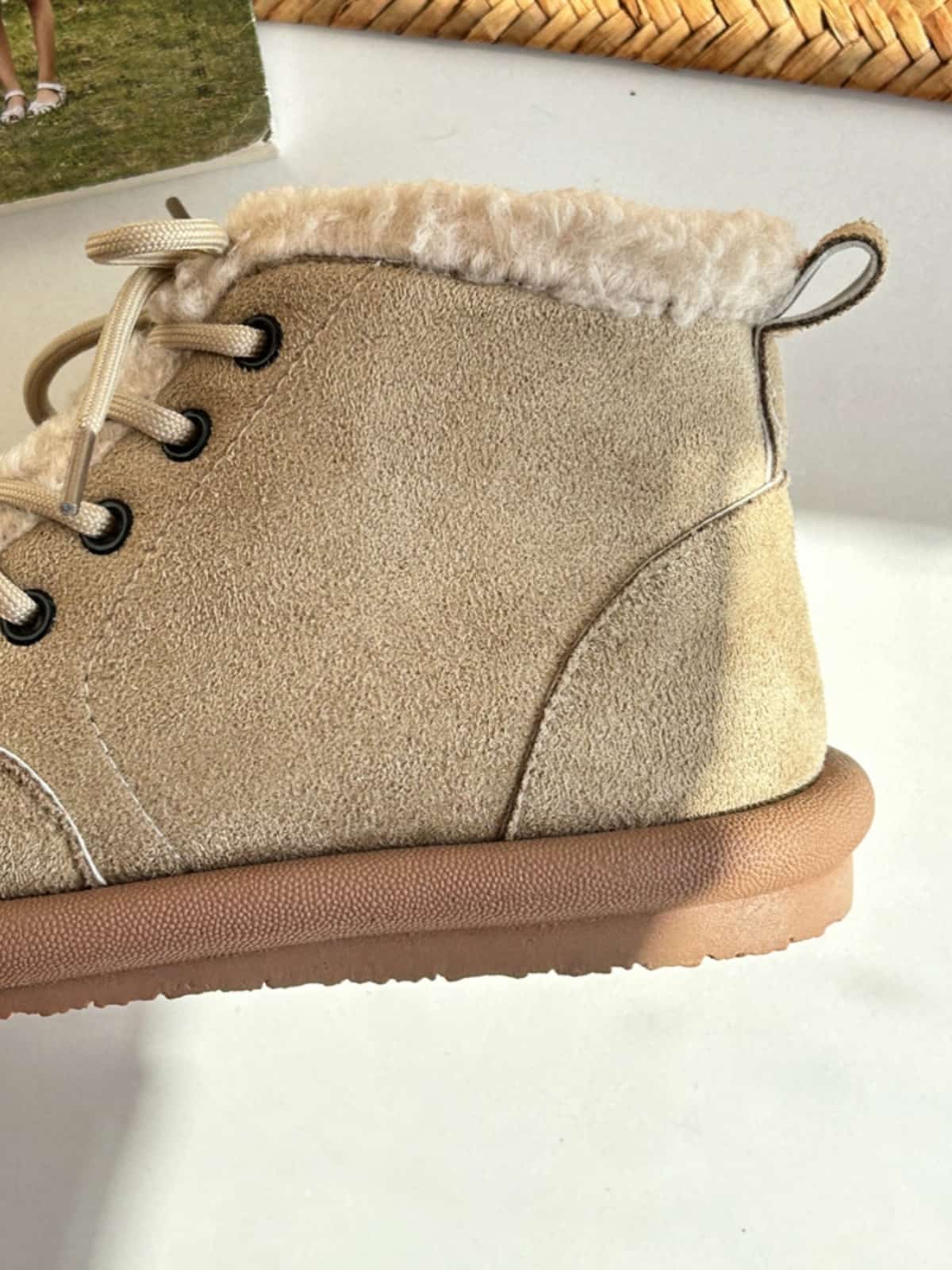 Imitation lamb wool round head strap-up flat-bottomed short boots winter velvet snow boots