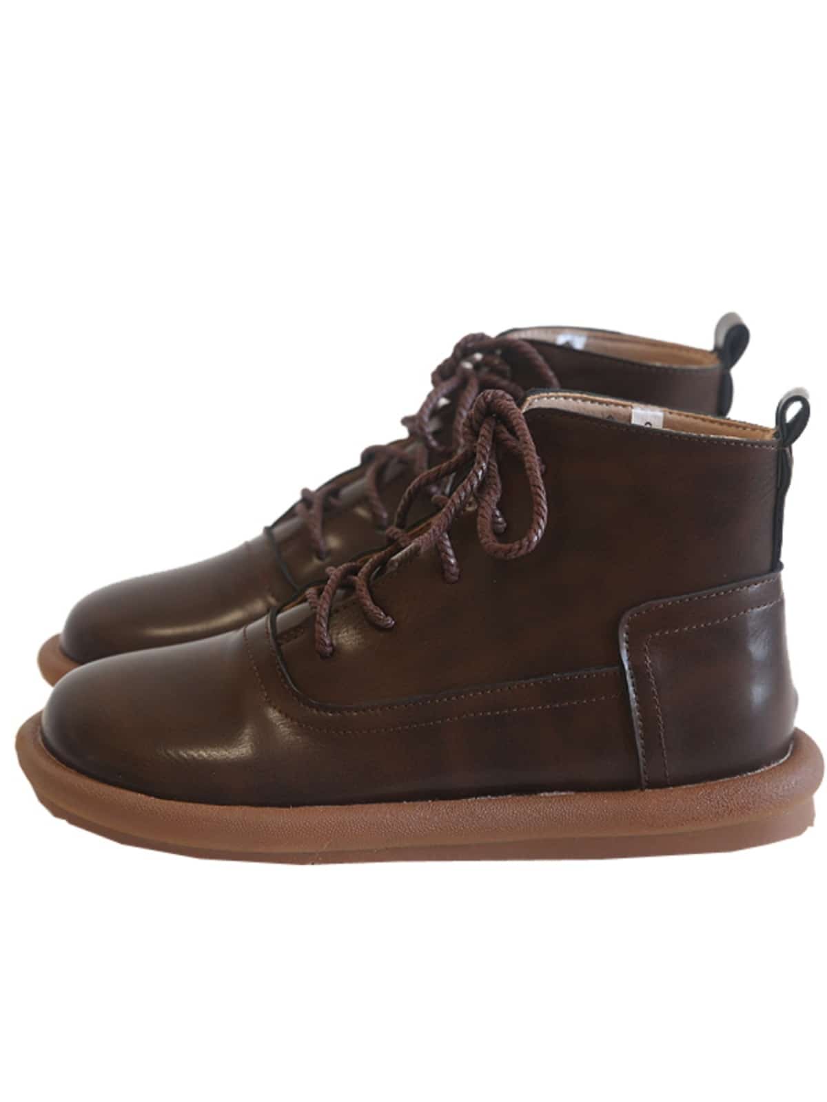 Round head lace-up flat-soled Martin boots autumn new low-heeled soft-soled short boots