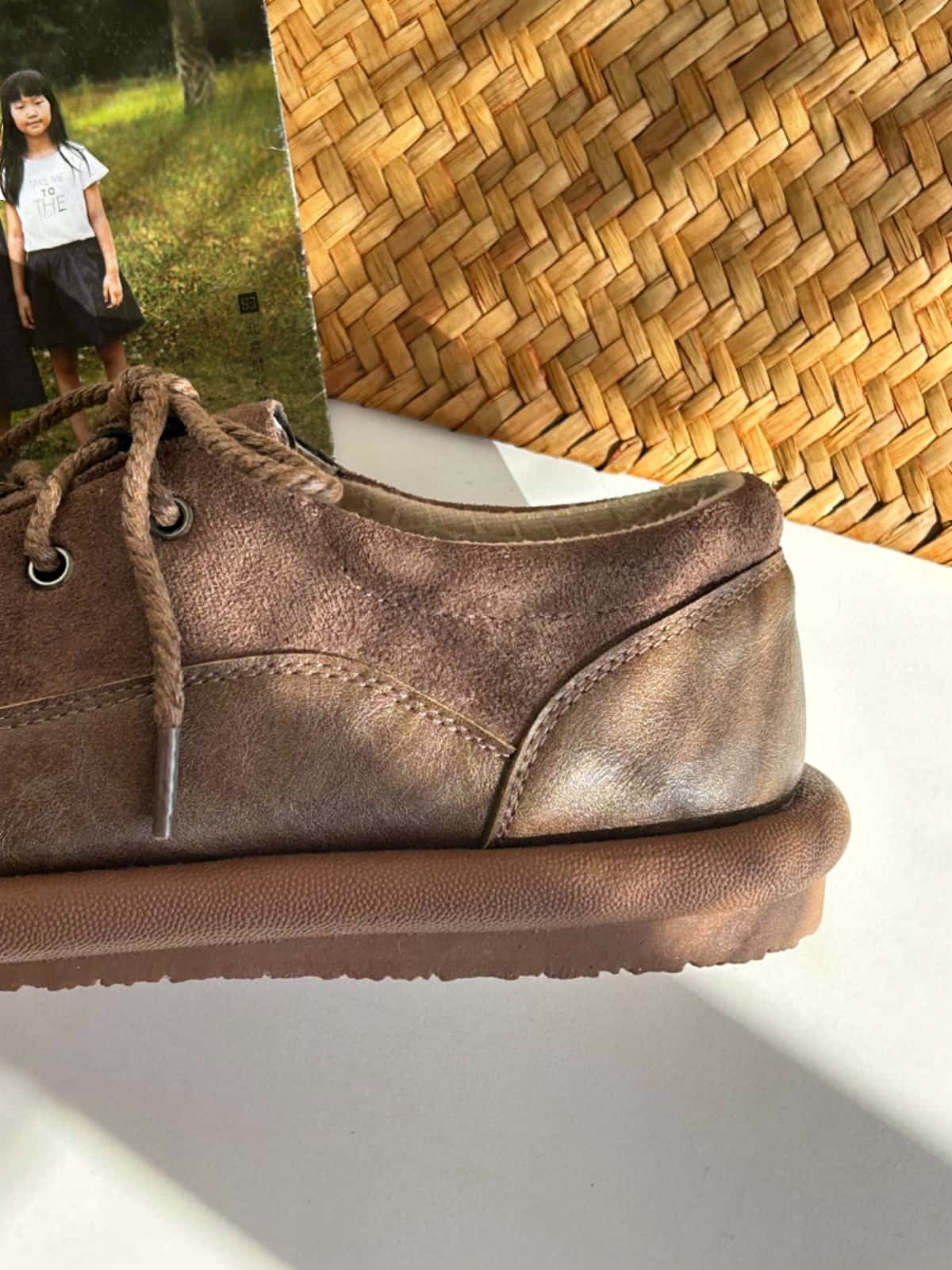 Small leather shoes women's new round head lace-up flats student single shoes