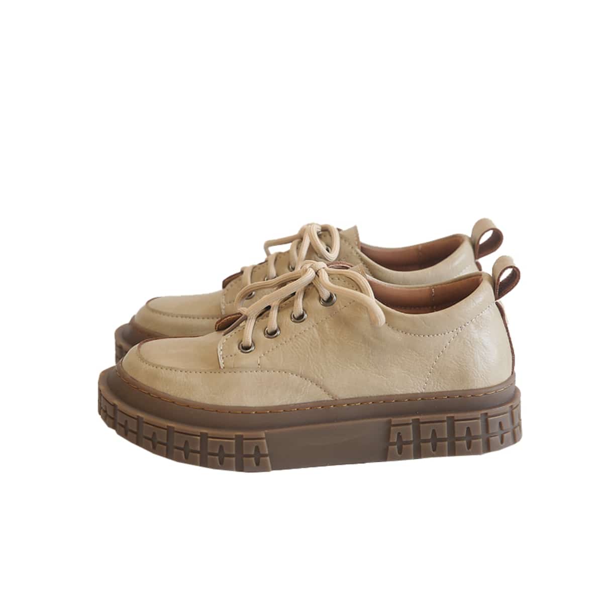 Round head lace-up platform big head shoes student black versatile shoes single shoes women