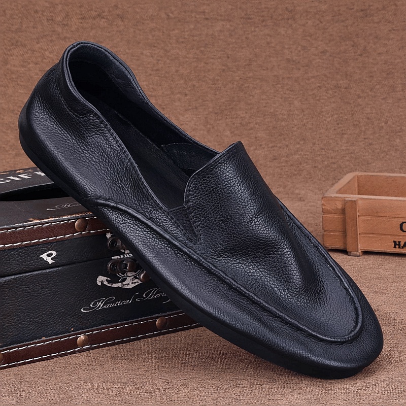 Soft leather Doudou shoes men's leather casual single-layer leather shoes breathable one-pedal men's shoes trendy versatile soft-soled driving sh