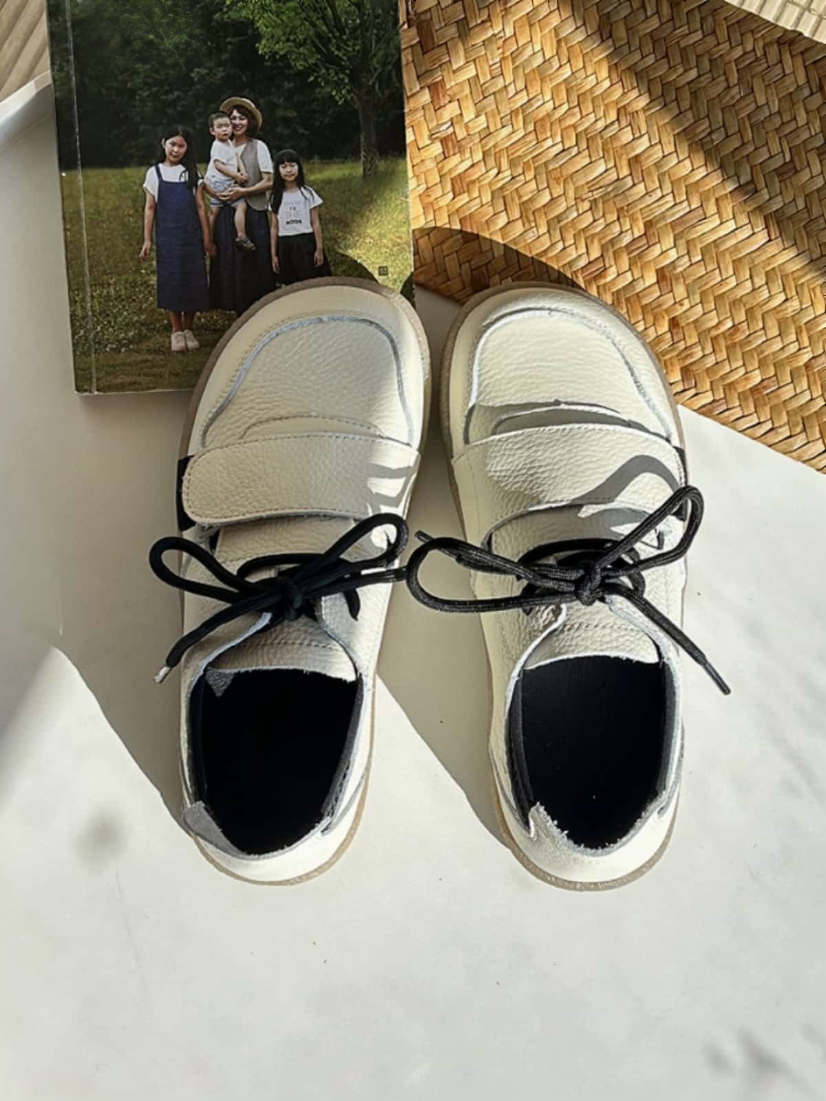 Leather round head lace-up little white shoes spring new soft-soled versatile shoes single shoes