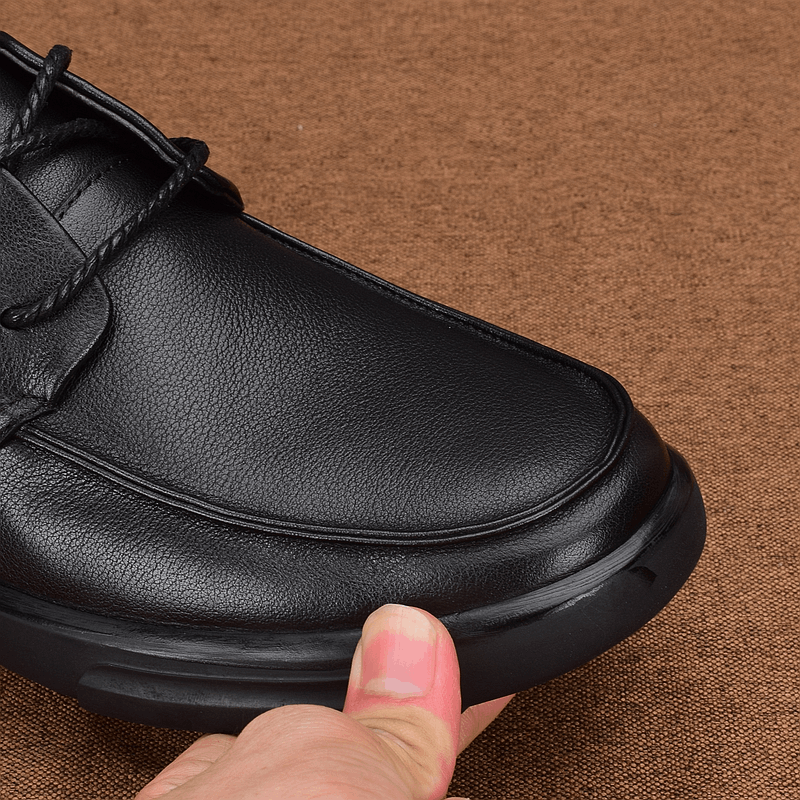 Leather thick-soled soft-soled comfortable casual shoes round head lace-up men's business casual leather shoes soft cowhide