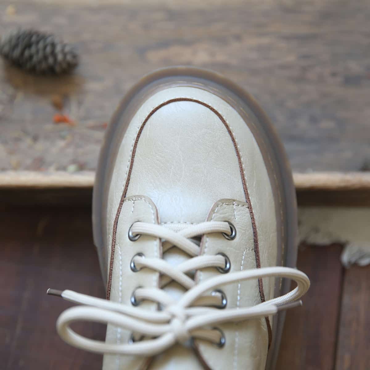 Round head lace-up platform big head shoes student black versatile shoes single shoes women