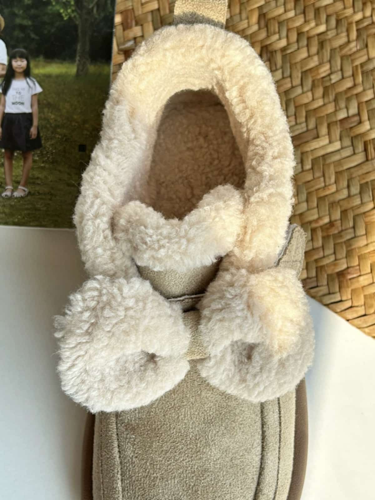 Imitation lamb wool round head flat-bottomed short boots winter cute bow soft cute snow boots