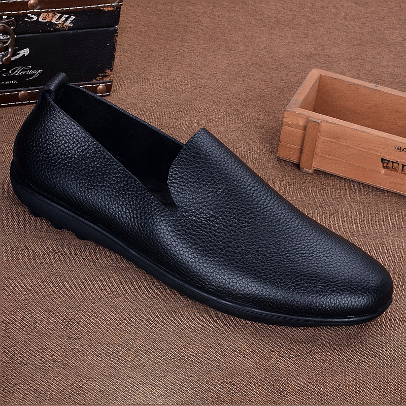 Casual leather shoes men's genuine leather youth foot cover soft-soled driving shoes men's single-layer cowhide lightweight Korean version Doudou