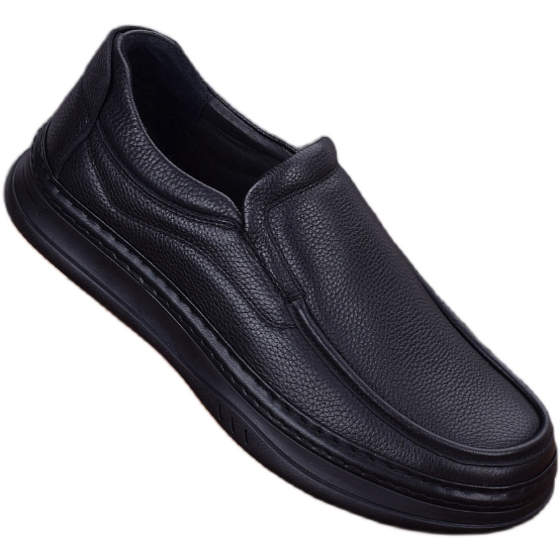 Leather men's leather shoes men's cowhide shoes business casual shoes round head foot cover soft sole thick sole wear-resistant one-pedal men's s