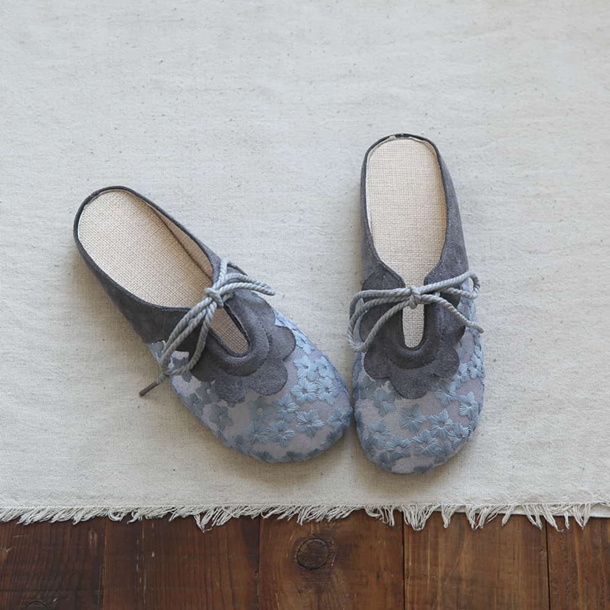 Mesh daisy bag head flat shoes small fresh cotton and linen comfortable cool slippers women