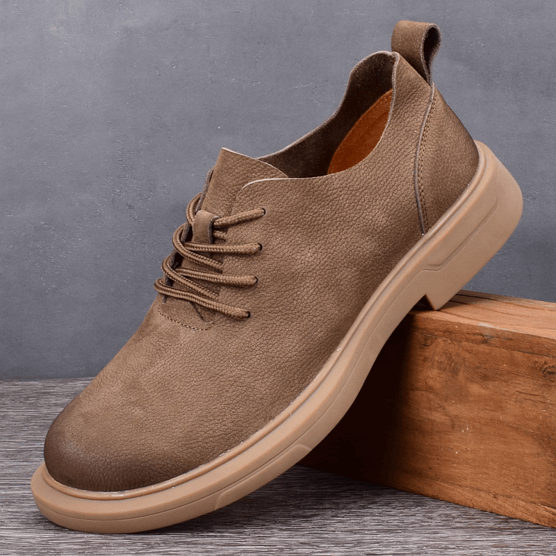 Leather shoes men's genuine leather shoes versatile pure cowhide soft leather loose big head shoes platform non-slip men's shoes