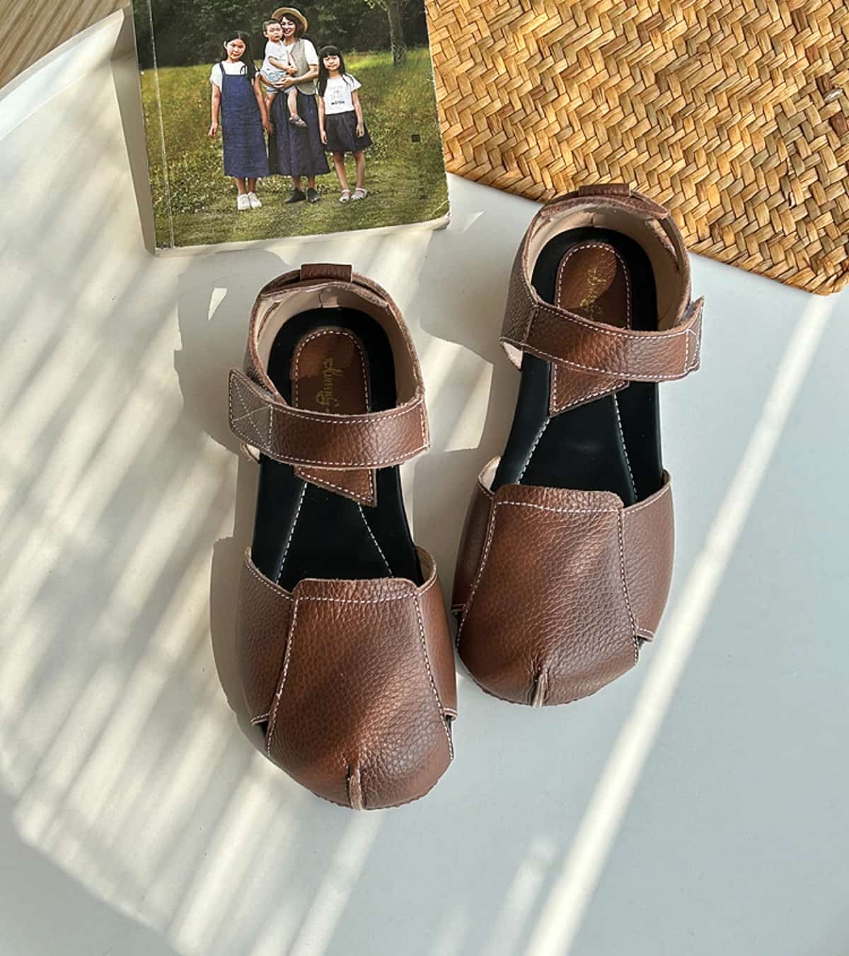 Leather Baotou Sandals Women's Summer Cowhide Versatile Soft Sole Roman Flat Shoes Fashion Shoes