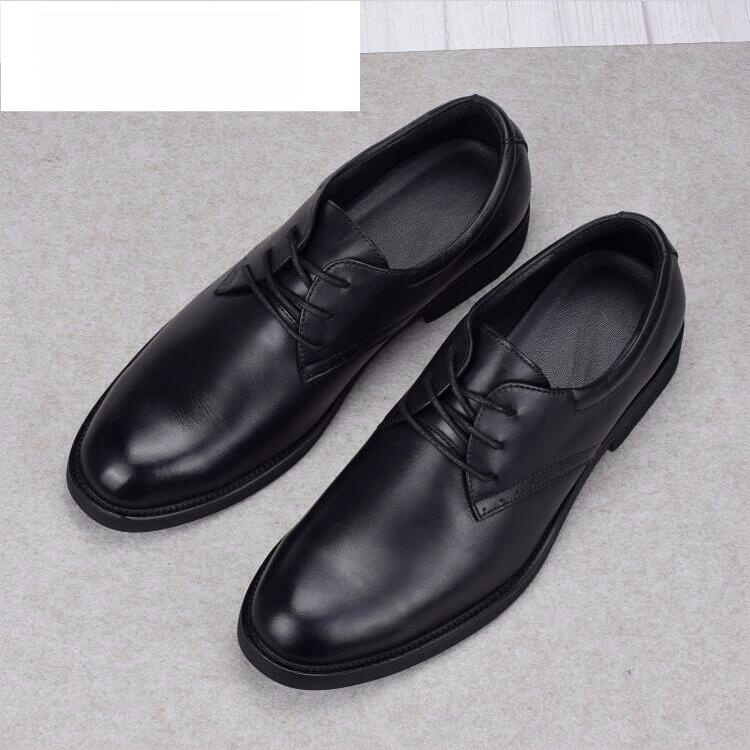 Soft leather business dress leather shoes men's genuine leather wedding shoes lace-up round head soft sole first layer cowhide large size shoes