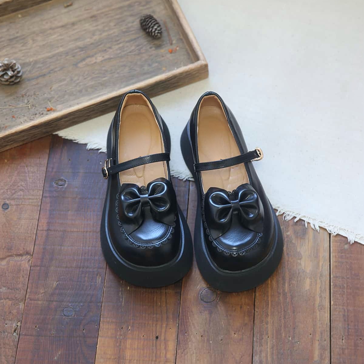 Round head platform big head shoes summer big bow muffin sole with Mary Jane sandals