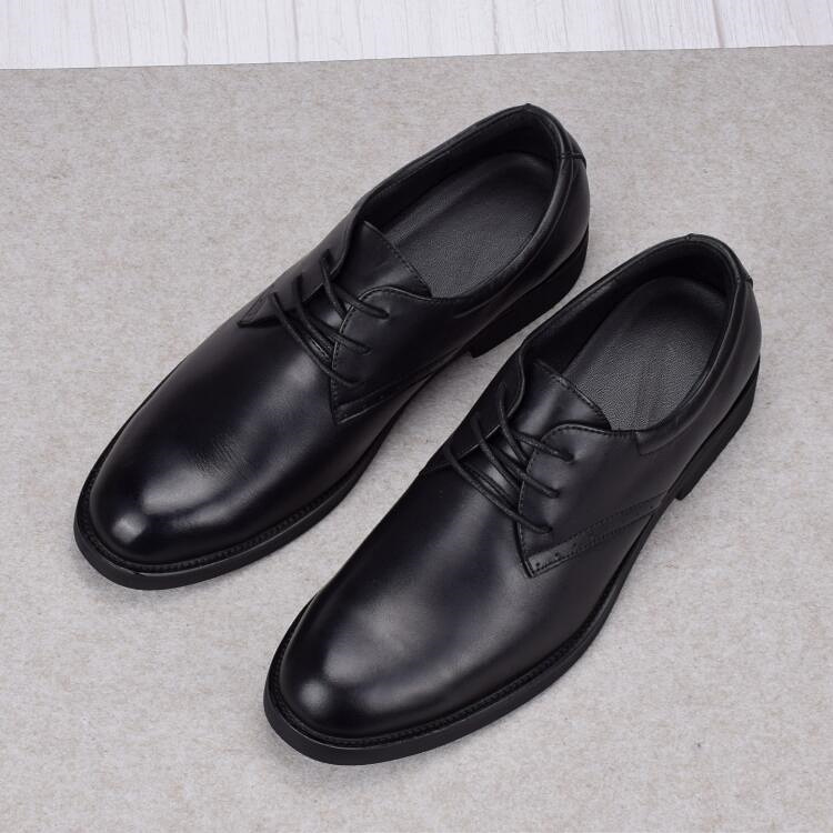 Soft leather business dress leather shoes men's genuine leather wedding shoes lace-up round head soft sole first layer cowhide large size shoes